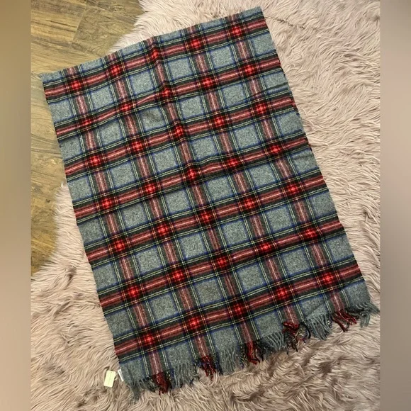 L.L. Bean Signature Plaid Scarf in Red, Gray, and Blue - Picture 2 of 5